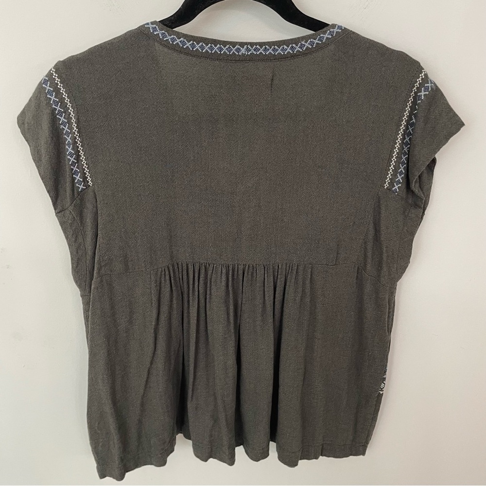 Lucky Brand Embroidered Geo Top Size Small Washed Black Boho Cross Stitch. 10 - Picture 10 of 11